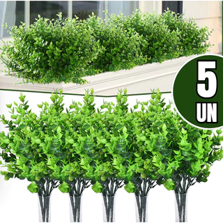 Kit 5 Buques Folhagem Artificial Eucalipto Decoração Para Arranjo Casamentos e Eventos