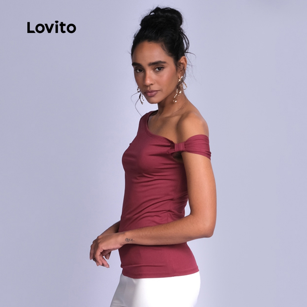Lovito Blusa Casual Lisa para Mulheres LB791BRL821