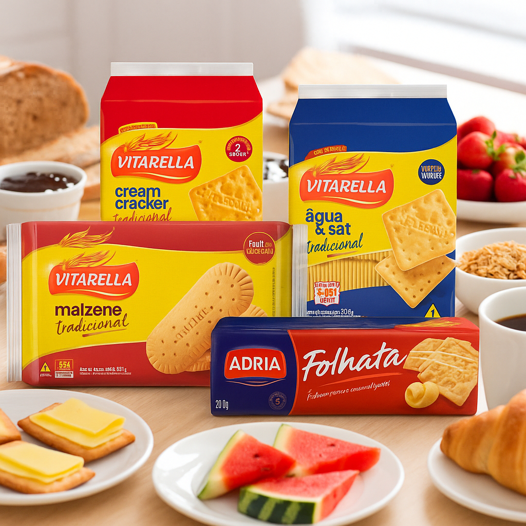 Kit 4 Pacotes Biscoito Bolacha Vitarella Adria Sortidas Cream Cracker ...