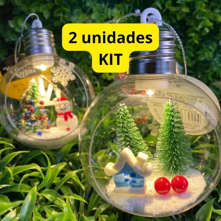 Kit bolas natalinas artesanais até 4 un led decoração árvore de natal enfeites natalinos papai noel presépio boneco neve