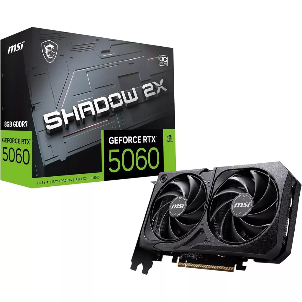<img src="https://deo.shopeemobile.com/shopee/shopee-pcmall-live-sg/productdetailspage/d35d840bd7617cd29fc5.svg" alt="mall inline badge"> Placa de Video MSI RTX 5060 Shadow 2X OC, 8GB, HDMI/3X DP GDDR7-912-V537-038 Nvidia
