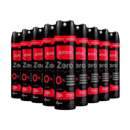 DESODORANTE ABOVE FEEL FREE ZERO SEM ALUMINIO MEN 12 UNIDADES