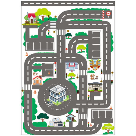 Tapete infantil pista de corrida - atividade interativa