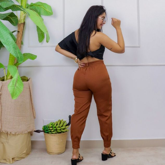 Calça Cenoura Jogger Alfaiataria Feminina – Cintura Alta, Zíper na