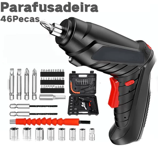 Kit Parafusadeira Doméstica com maleta Leve Portátil USB Recarregável
