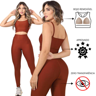 Conjunto de academia feminino zero transparência com bojo do tamanho ''P'' ao ''GG''