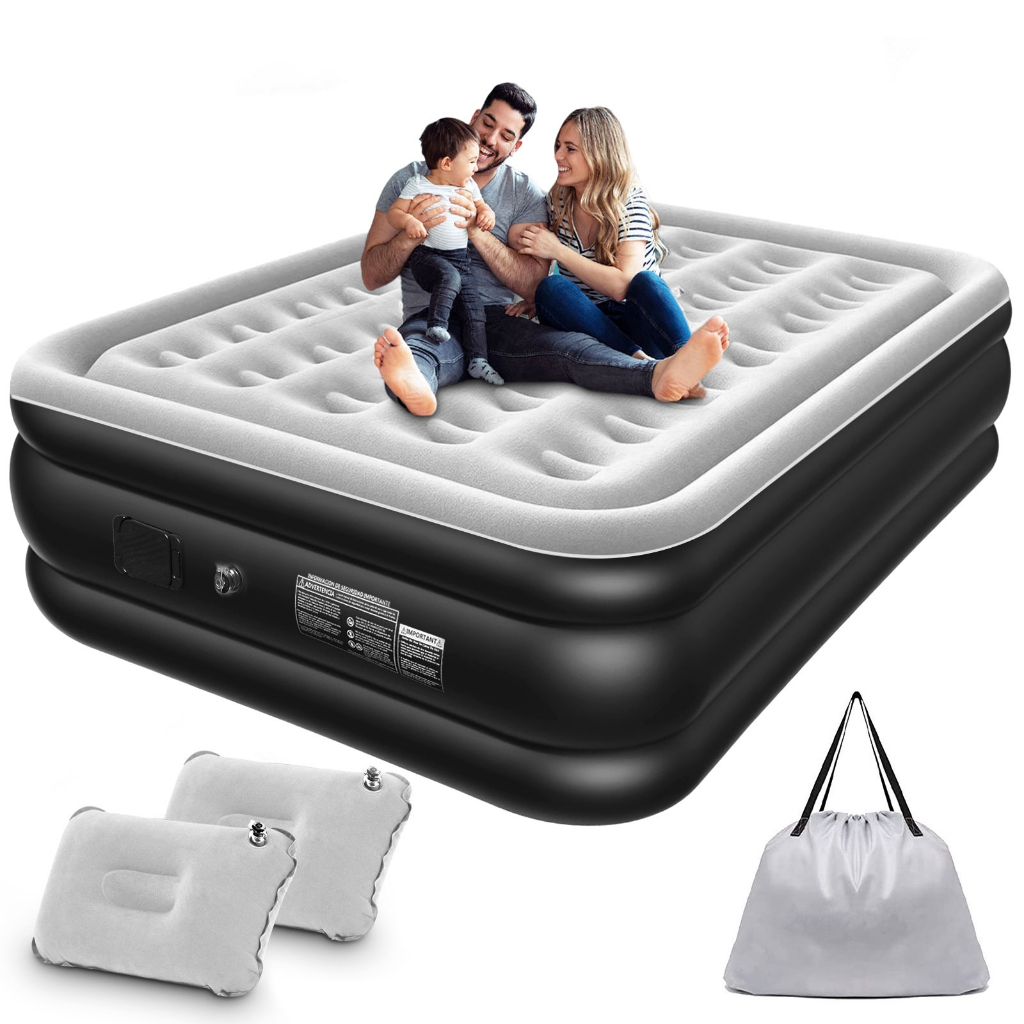 Colchão Inflável Queen Elétrico com 2 Travesseiros 203x152x46cm