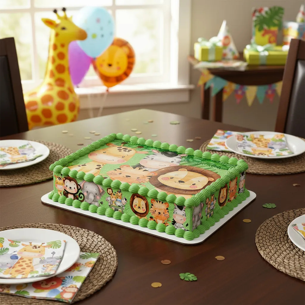 Papel arroz comestível para bolo festa aniversário safari ba