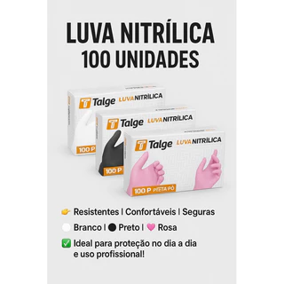 Luva nitrilica Descartável Sem pó Cx100un P/M/G Alta Qualidade em Oferta na Shopee