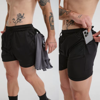 Short Bermuda Masculina 2 em 1 Térmica Esportiva