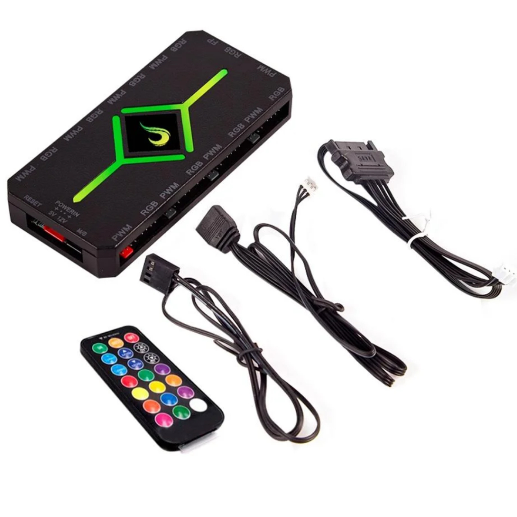 Controladora LED Rgb para Até 9 Cooler Fan 4 Pinos 12V PWM Rise Mode ...