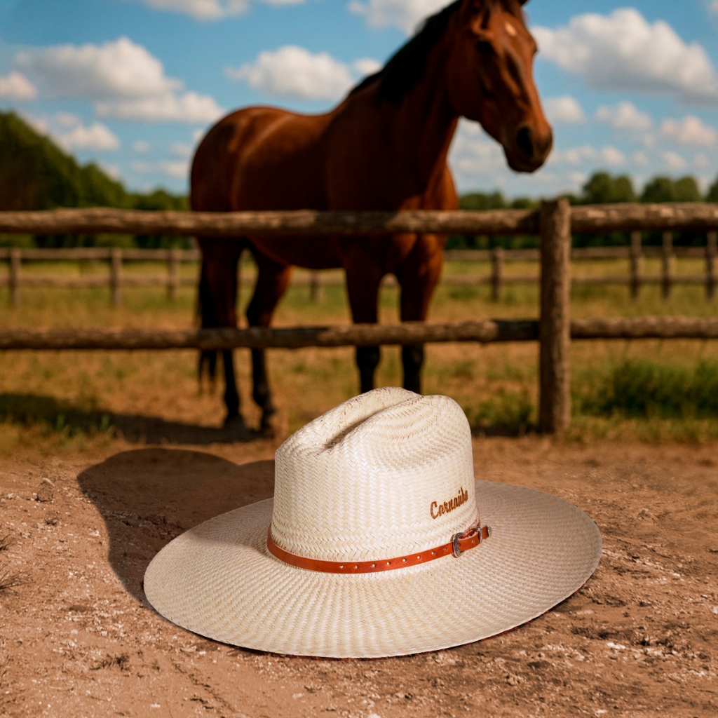 Chapéu Cowboy Rodeio Carnaúba Premium Artesanal Aba Larga Estilo ...