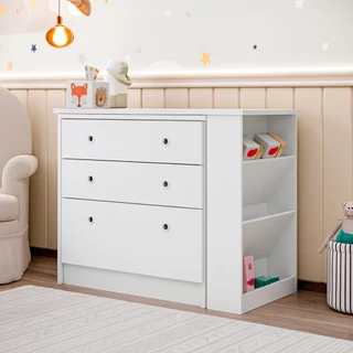 Gaveteiro Infantil 3 Gavetas Giratório Cômoda Branca Quarto Bebê  Multiuso Organizadora com nichos em Oferta na Shopee