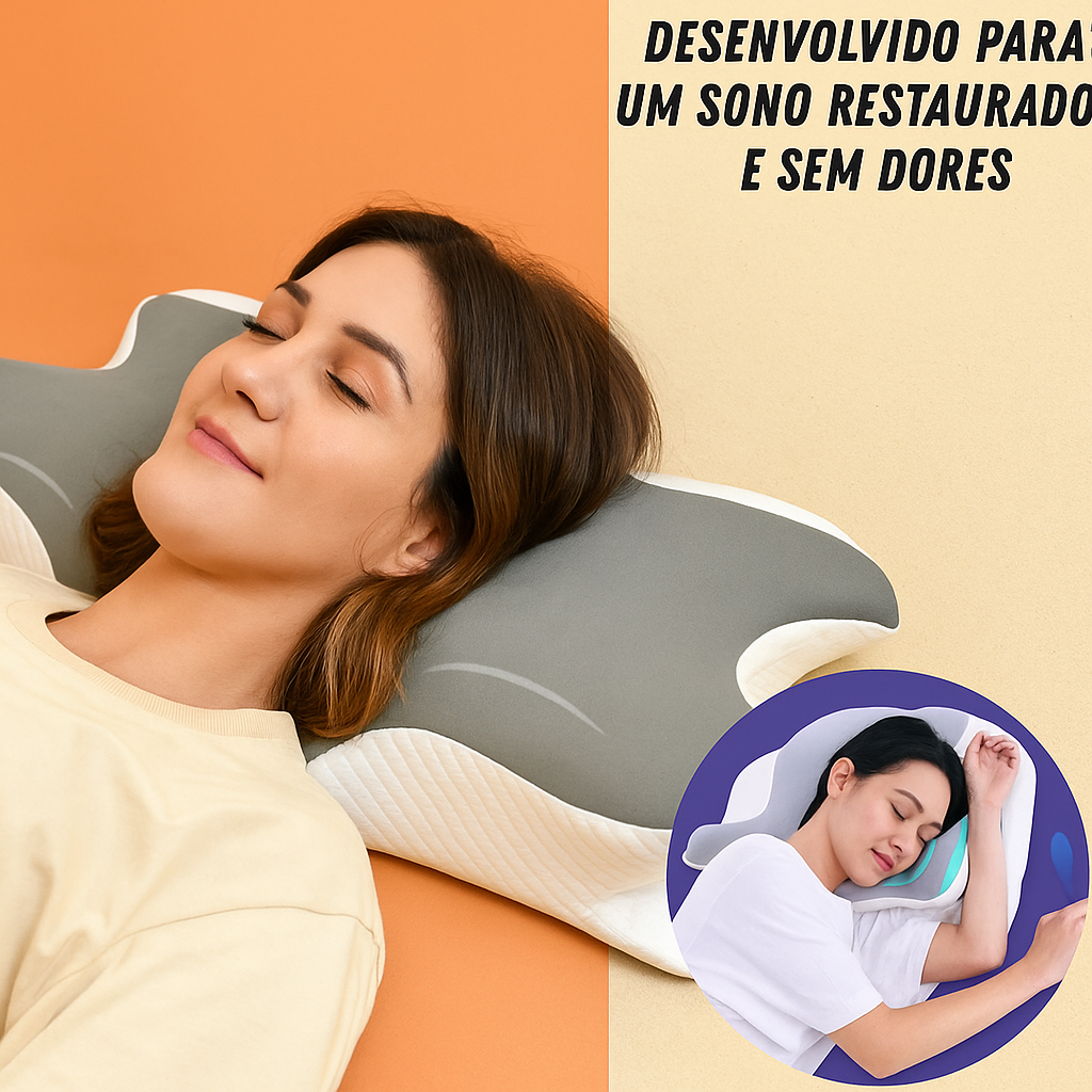 Travesseiro Ortopédico Borboleta Cervical – Espuma NASA, Alívio de ...