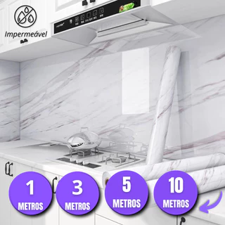kit Papel de Parede Marmore Ultra Resistente Autoadesivo Sala Cozinha Banheiro 3Mx60Cm
