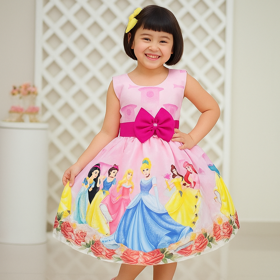 Vestido Infantil Princesa Disney Luxo Menina Festa Temática Personagens ...