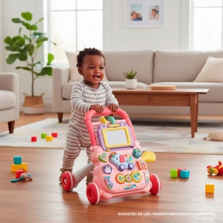 Andador Infantil de Empurrar para Bebe com Atividades Musical Didático Menino e Menina
