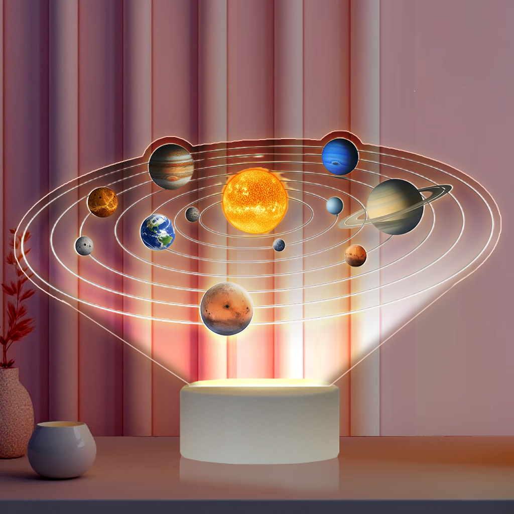 Luminária LED UV Colorida Sistema Solar Universo Presente Criativo