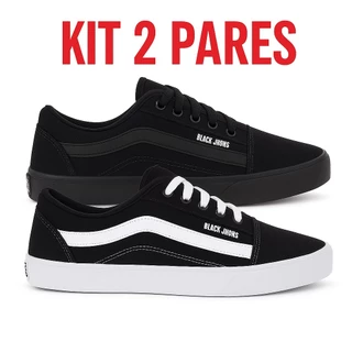 Kit 2 Pares Tênis Feminino Masculino Black Jhons Academia Macio Leve Confortável Casual Promoção