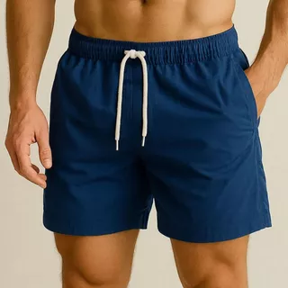 Bermuda Short de Tactel Masculino Mauricinho Confortável Liso Academia Praia Piscina Dia Dia Calção