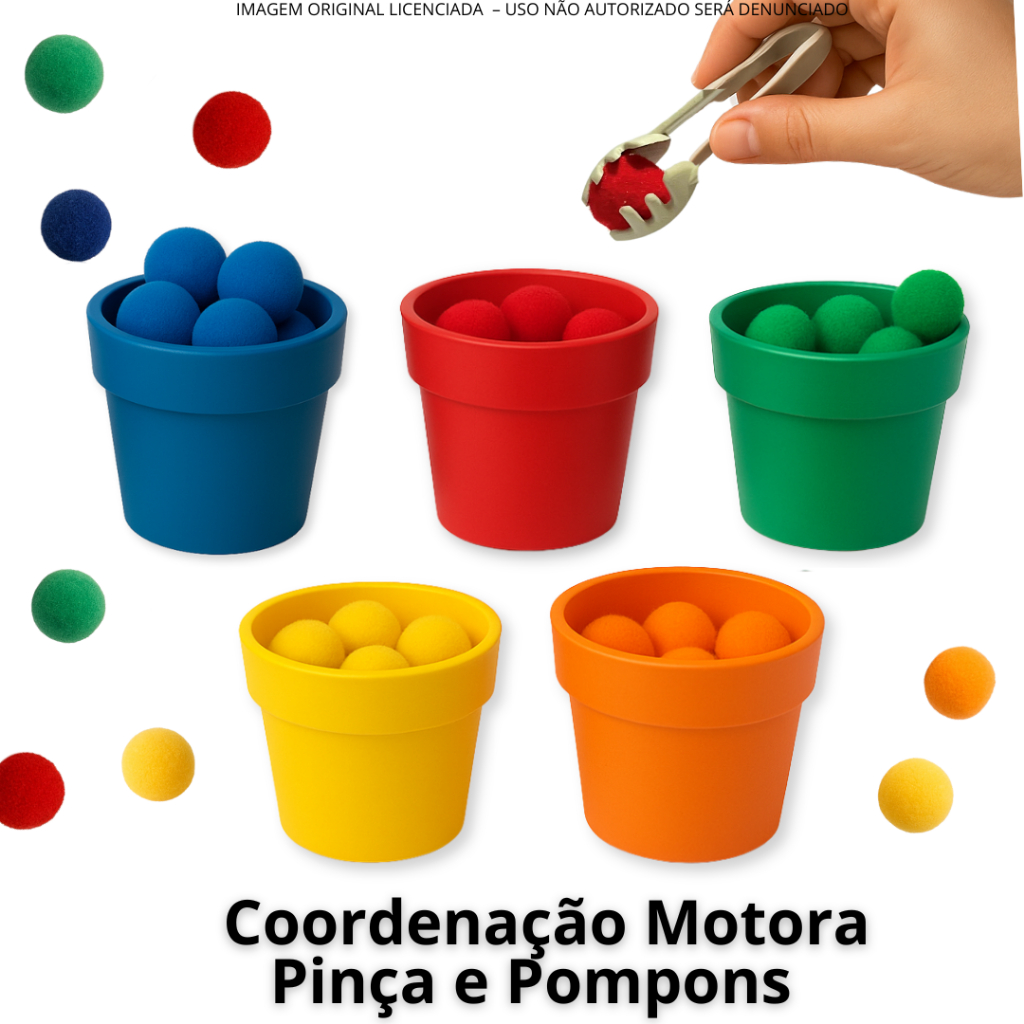 Brinquedo Coordenação Motora fina com pinça e pompons | Brinquedo ...