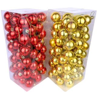 Kit 100 Bolas De Natal Vermelho Dourado 4 Cm Enfeite Natalino Arvore De Natal Decoração