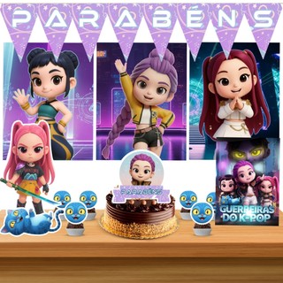 Kit Decoração Festa Guerreiras do Kpop Completa Monta Fácil 35 Itens ...