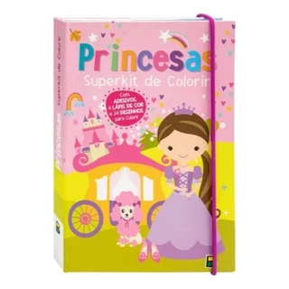 Livro Super Kit Princesas Com Adesivos Lápis E Desenhos em Oferta na Shopee