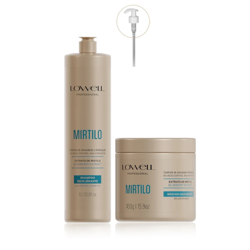 Kit Extrato de Mirtilo Shampoo 1 Litro + Máscara 450 g Lowell