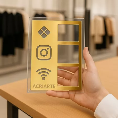 Plaquinha Pix em Acrílico, Plaquinha Instagram, Wi-Fi e Pix