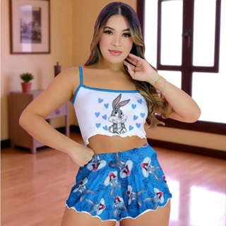 Kit Pijama Baby Doll Cropped Suede Premium de Personagem Virginia Blogueira em Oferta na Shopee