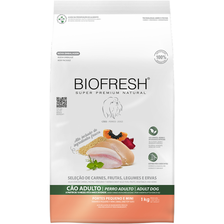 Ração Biofresh 1Kg Cães Adultos Raças Pequenas Mix de Carnes | Shopee ...