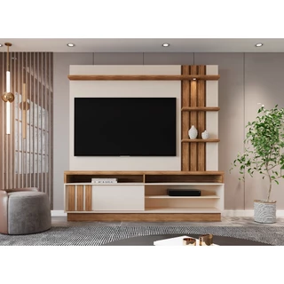 Estante Home Painel Com Rack TV Até 65 Polegadas Sala Premium Nicho E Prateleiras Decoração Moderna em Oferta na Shopee
