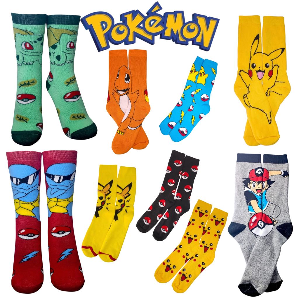 MEIA DIVERTIDA ANIME POKEMÓN - PIKACHU/POKEBOLA/CHARMANDER