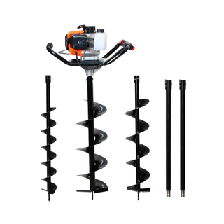 Kit Perfurador de solo a gasolina 52cc com 3 brocas 80x20cm, 80x15cm, 80x10cm e 2 extensor 80cm Marca Tssaper em Oferta na Shopee