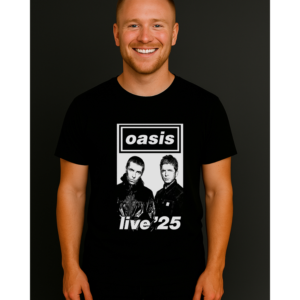 Camiseta Banda Oasis Live 25 100% Algodão Unissex Banda de Rock