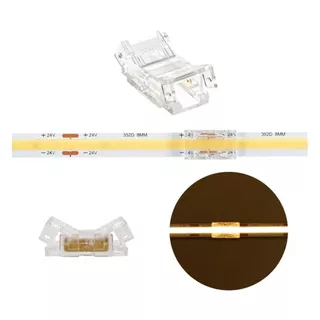 Emenda Reta Conector Fita LED 2 Vias Cor Única 2835 3528 COB 8mm Acrílica 12V 24V 110V 220V