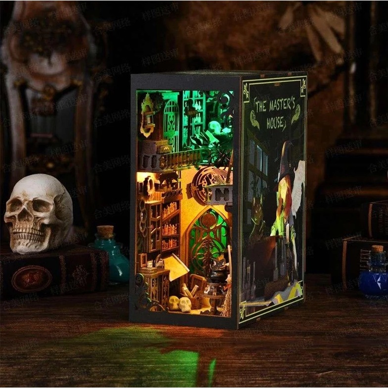 Book Nook Master’s House Aslowsnail Kit DIY Montagem Cenário c/ Luz Diorama Decorativo Estante Livro