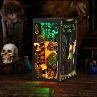 Book Nook Master’s House Aslowsnail Kit DIY Montagem Cenário c/ Luz Diorama Decorativo Estante Livro
