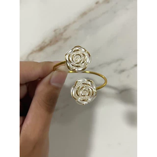 Kit Com 12 Porta Guardanapos De Argola Com Flor Rosa