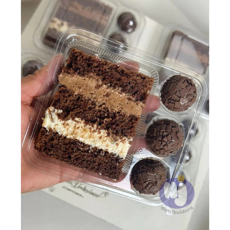 Embalagem Delícias de Festa para Fatia de Torta/Bolo e 3 Docinhos (Com ...