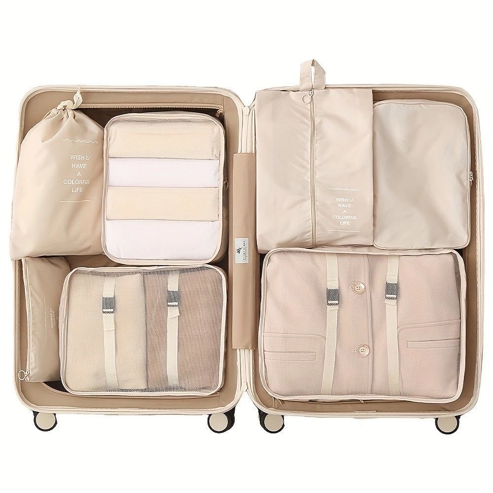 Kit Conjunto 7 Peças Organizador De Viagens Organizadoras Para Malas Bolsa