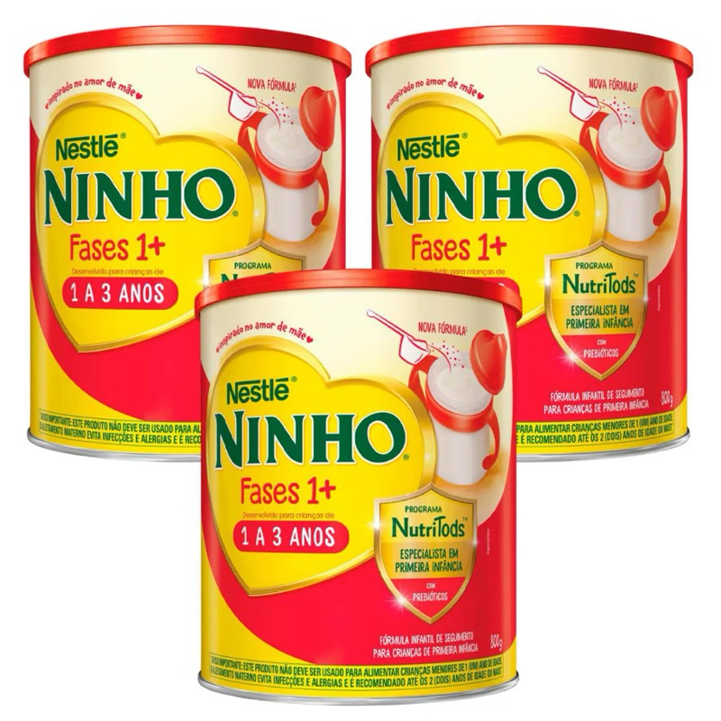KIT 3X LATAS GRANDE 800G LEITE NINHO FÓRMULA INFANTIL | Shopee Brasil