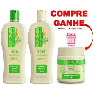 kIT CACHOS 500ml BIO EXTRATUS : SH 500ml + COND 500ml + BRINDE BANHO CACHOS 230G