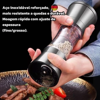Moedor de Pimenta em Aço Inoxidável 304 Duas Cabeças - Ajustável, Multifuncional para Cozinha Moagem