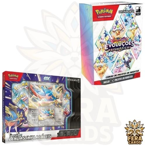 Kit 01 Mini Box Evoluções Prismáticas + 01 Box Zacian EX Lendas