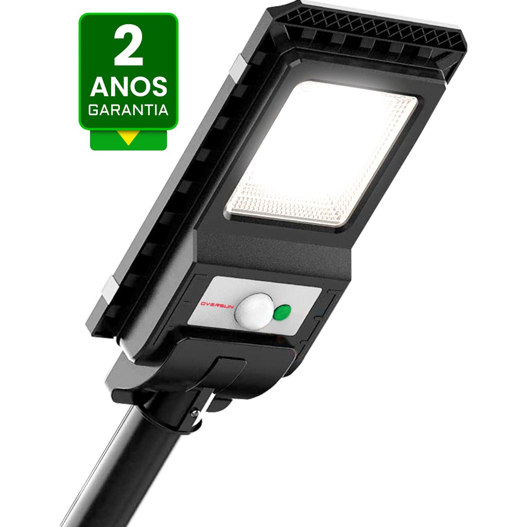 Refletor Solar Holofote Luminária S500 Poste 12h Luz Led Potente Branco ...
