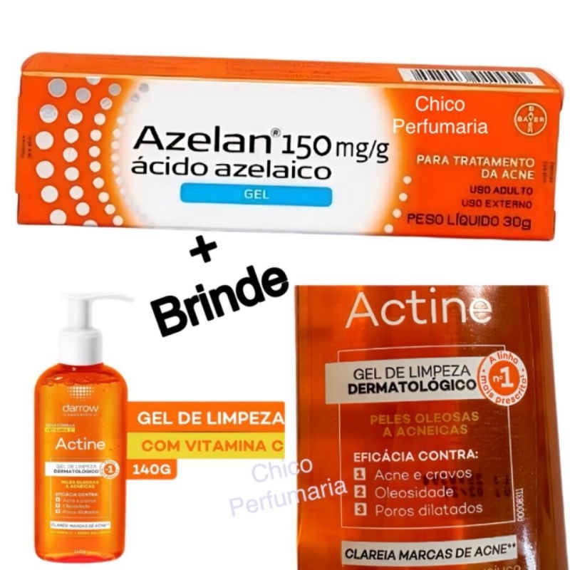 Azelan Gel 150mg + Gel Limpeza Actine Tratamento completo para a sua ...