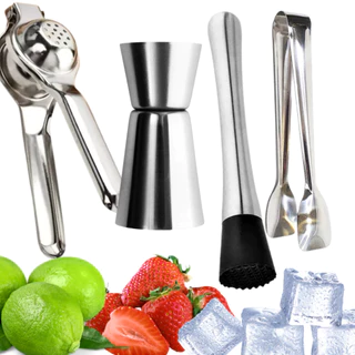 Kit Utensílios Bar Inox – Espremedor, Socador, Dosador e Pegador de Gelo em Oferta na Shopee