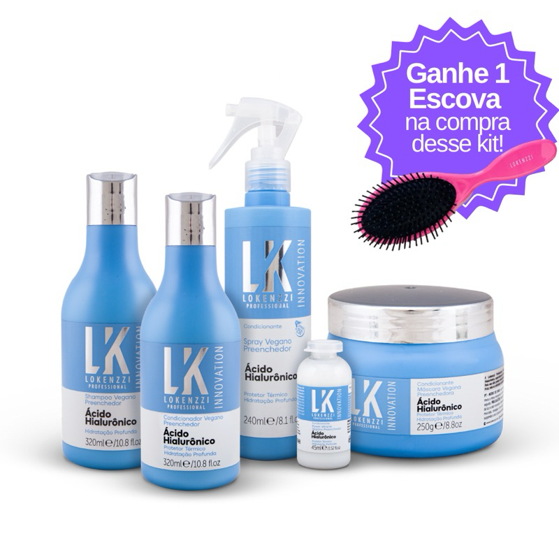 Hialurônico Lokenzzi Kit com 5 itens + 1 Escova | Shopee Brasil